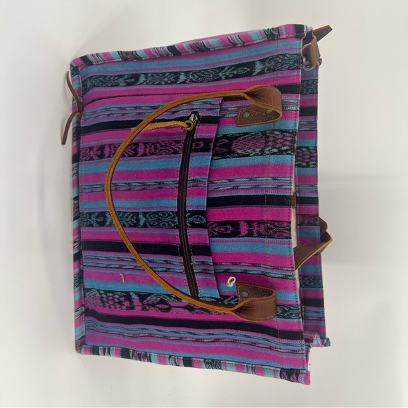 Nena & Co. 13in x 17in One Of A Kind Guatemala Travel Tote Bag Purple,blue,blk - Picture 10 of 12